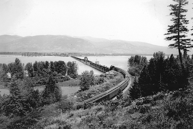 View from south side of the river toward Sandpoint. Courtesy of Bonner County Historical Society.