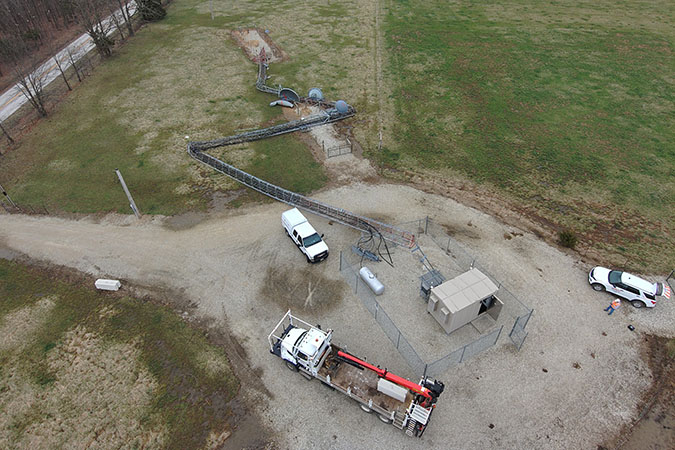 Aerial of the downed tower